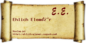 Ehlich Elemér névjegykártya